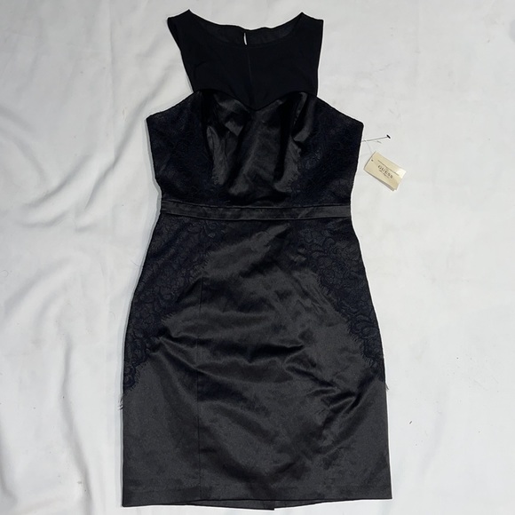 New Guess Los Angeles Satin Lace sheer Fitted 4 S - Picture 5 of 9